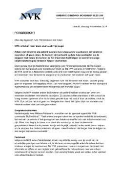persbericht van de NVK - Alliantie Nederland Rookvrij!