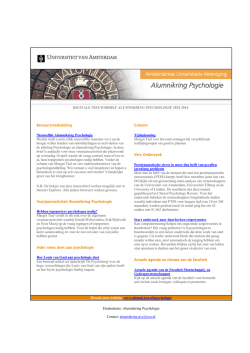 DIGITALE NIEUWSBRIEF ALUMNIKRING PSYCHOLOGIE MEI
