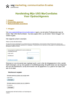 Handleiding Mijn USG MarComSales Voor Opdrachtgevers