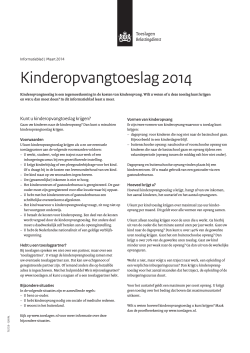 Informatieblad kinderopvangtoeslag 2014