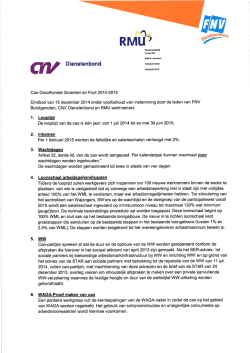 Eindbod CAO Groothandel Groenten en Fruit 2014-2015