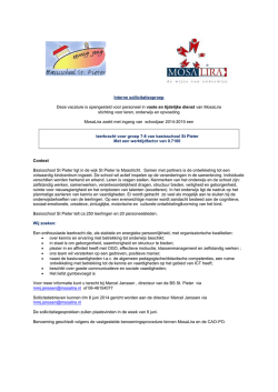 Interne sollicitatieoproep Deze vacature is opengesteld