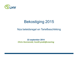 Presentatie Den Haag bekostiging 2015 tariefbeschikking en Nza