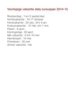Vakantie data 2014-15