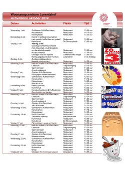 Woonzorgcentrum Lorentzhof Activiteiten oktober