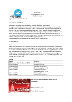 Nieuwsbrief 6 Schooljaar 2014 - 2015 Obs De Noordster Bergen op