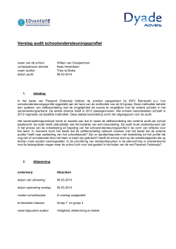 Verslag audit schoolondersteuningsprofiel Willem van Oranjeschool