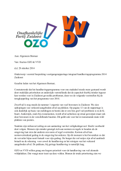 A) Oplegnotitie OZO VVD Voortgang integraal handhavingsplan 2014