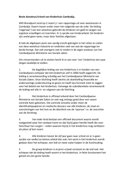 Beste donateur/vriend van Kinderhuis Cambodja, KRO Brandpunt