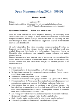 Open Monumentdag 2014 (OMD) Thema: op reis.