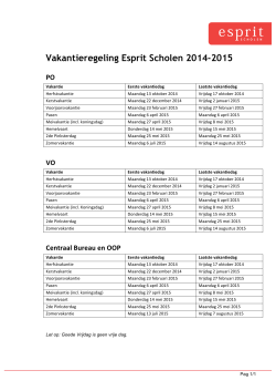 Vakantieregeling Esprit Scholen 2014-2015