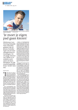 Je moet je eigen pad gaan kiezen