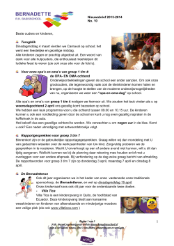 Nieuwsbrief 2013-2014 No. 10 Beste ouders en kinderen, Terugblik