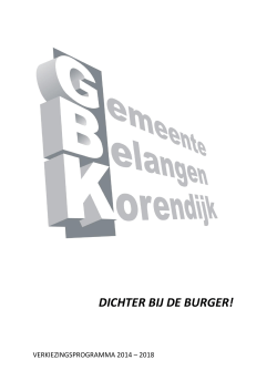 Verkiezingsprogramma GBKorendijk 2014-2018