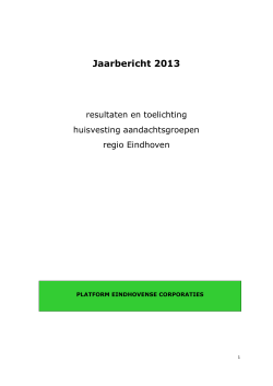 Jaarbericht 2013 platform Eindhovense Woningcorporaties PEC