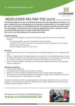 BEGELEIDER PAS PAR TOE (m/v) (referentie - OC Sint