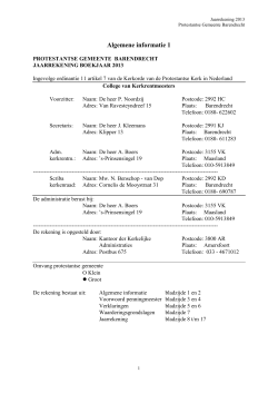 Jaarrekening 2013 PGB Algemeen deel