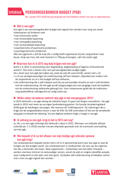 Infoblad PERSOONSGEBONDEN BUDGET (PGB)