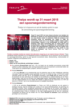 Thalys wordt op 31 maart 2015 een
