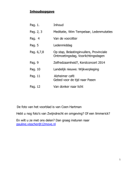 Inhoudsopgave Pag. 1. Inhoud Pag. 2, 3 Meditatie, Wim