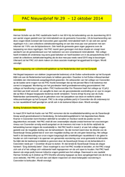 PAC Nieuwsbrief Nr.29 – 12 oktober 2014