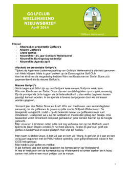GOLFCLUB WEILENSEIND NIEUWSBRIEF