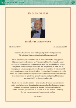 IN MEMORIAM Frank van Maarseveen