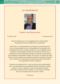 IN MEMORIAM Frank van Maarseveen