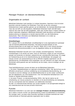 Manager Product- en dienstontwikkeling Organisatie en context
