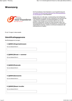 Input signalen - Woonzorg - Welzijnsoverleg Regio Gent