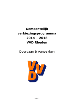 Gemeentelijk verkiezingsprogramma 2014 – 2018 VVD Rheden