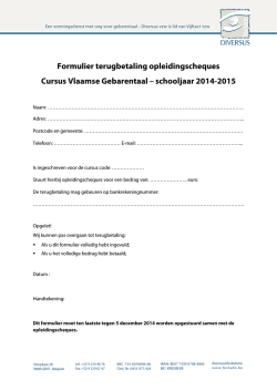 Formulier terugbetaling opleidingscheques Cursus
