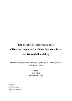 Een kwalitatief onderzoek naar cliëntervaringen met