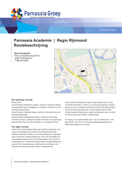 Parnassia Academie | Regio Rijnmond Routebeschrijving