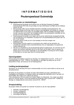 I N F O R M A T I E G I D S Peuterspeelzaal Duimelotje