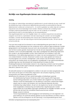Richtlijn voor Ergotherapie binnen een onderwijssetting.