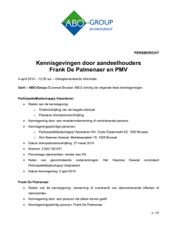 Kennisgeving De Palmenaer en PMV