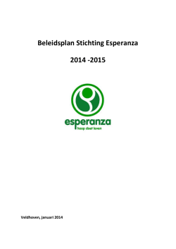Beleidsplan Stichting Esperanza 2014 -2015