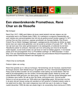Een steenbrekende Prometheus. Ren&eacute; Char en de filosofie