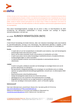 een voltijds KLINISCH HEMATOLOOG (M/V)