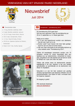 Nieuwsbrief juli 2014 - Andalusier Vereniging