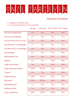 Fietsverhuur Frisia Vlieland Per dag Per week Per 2 weken Per 3