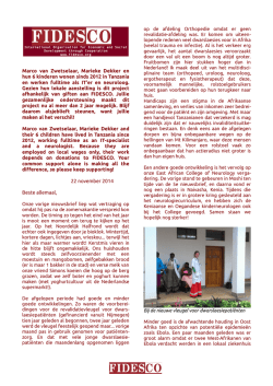 FIDESCO Nieuwsbrief 6 (December 2014)