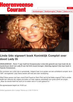 Linda Udo signeert boek Koninklijk Complot over