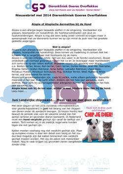 Nieuwsbrief mei 2014 Dierenkliniek Goeree Overflakkee