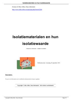 Isolatiematerialen en hun isolatiewaarde - Allez