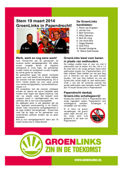 Flyer GroenLinks Papendrecht verkiezingen 2014