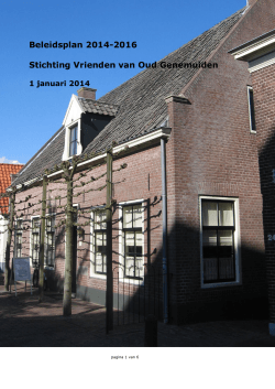 Beleidsplan 2014-2016 - Stichting Vrienden van Oud Genemuiden