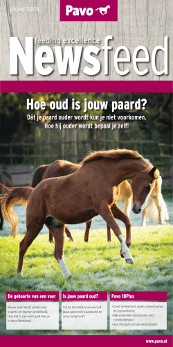 Hoe oud is jouw paard? - Pavo NewsFeed 01/2014