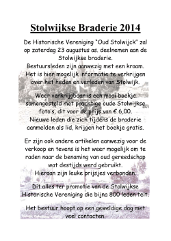 Stolwijkse Braderie 2014 - Historische Vereniging "OUD STOLWIJCK"